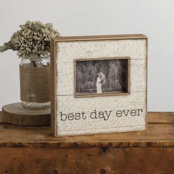 Primitives by Kathy Other - Slat Wood Wedding Picture Frame - Best Day Ever